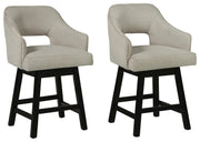 Tallenger Linen/Brown Counter Height Bar Stool (Set of 2) - D380-724X2