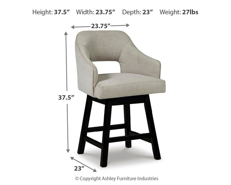 Tallenger Linen/Brown Counter Height Bar Stool (Set of 2) - D380-724X2