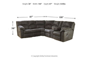 Tambo Pewter 2 - Piece Sectional with Recliner - Gate FurnitureReclining Sectional