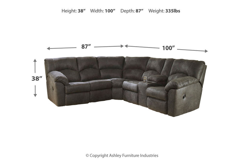 Tambo Pewter 2 - Piece Sectional with Recliner - Gate FurnitureReclining Sectional