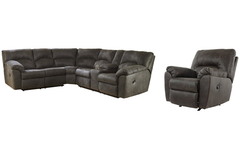 Tambo Pewter 2 - Piece Sectional with Recliner - Gate FurnitureReclining Sectional