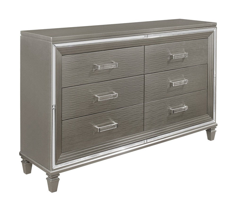 Tamsin Silver/Gray Metallic LED Upholstered Storage Platform Bedroom Set - Gate FurnitureBedroom Set
