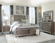 Tamsin Silver/Gray Metallic LED Upholstered Storage Platform Bedroom Set - Gate FurnitureBedroom Set