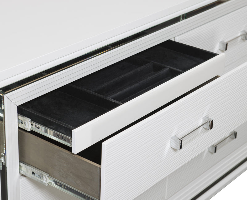 Tamsin White LED Upholstered Storage Platform Bedroom Set - Gate FurnitureBedroom Set