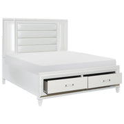 Tamsin White LED Upholstered Storage Platform Bedroom Set - Gate FurnitureBedroom Set