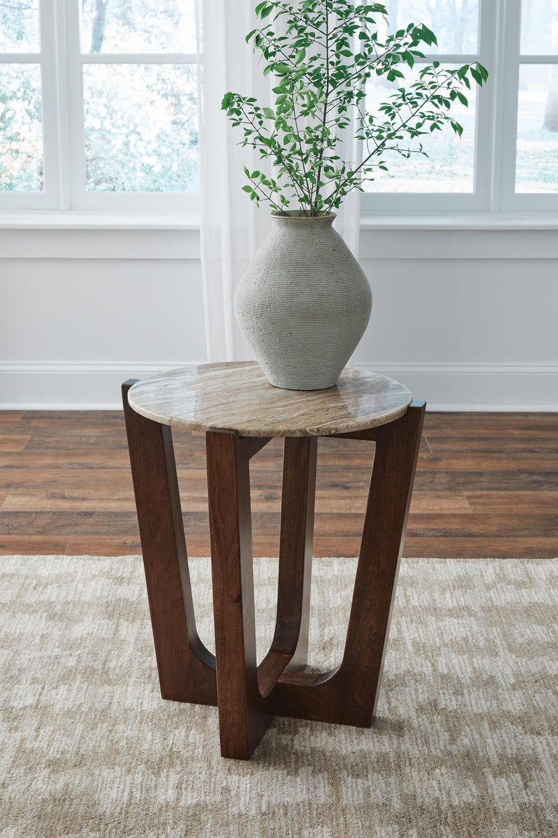 Tanidore Coffee Table with 1 End Table in Warm Brown - PKG020847