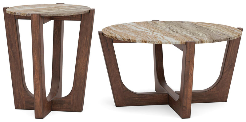 Tanidore Coffee Table with 1 End Table in Warm Brown - PKG020847