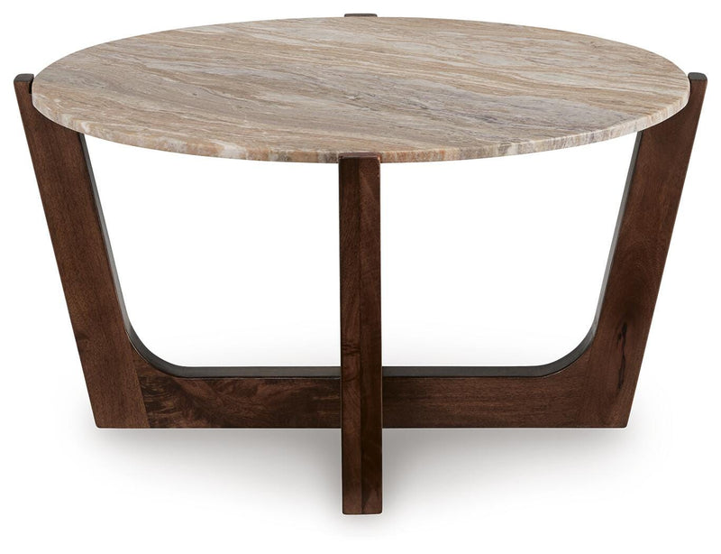 Tanidore Coffee Table with 1 End Table in Warm Brown - PKG020847