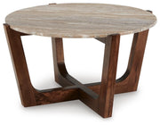 Tanidore Coffee Table with 1 End Table in Warm Brown - PKG020847