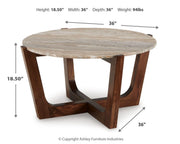 Tanidore Coffee Table with 1 End Table in Warm Brown - PKG020847