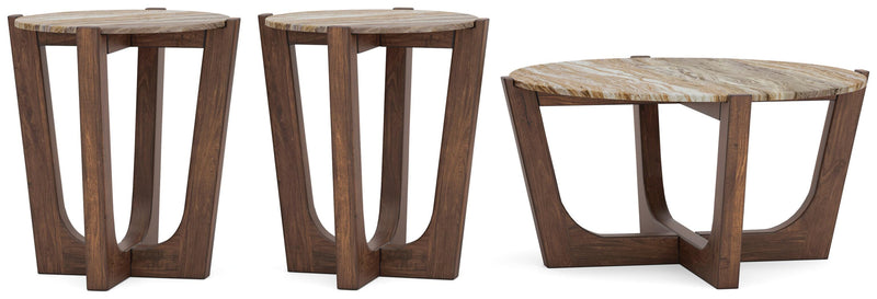 Tanidore Coffee Table with 2 End Tables in Warm Brown - PKG020848