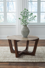 Tanidore Coffee Table with 2 End Tables in Warm Brown - PKG020848