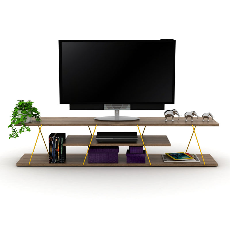 Tars Tv Stand in Walnut-Yellow - 720-TAR-TV-RF160101