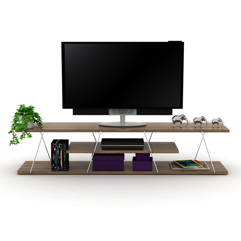 Tars Tv Stand in White-Chrome - 720-TAR-TV-RF160100