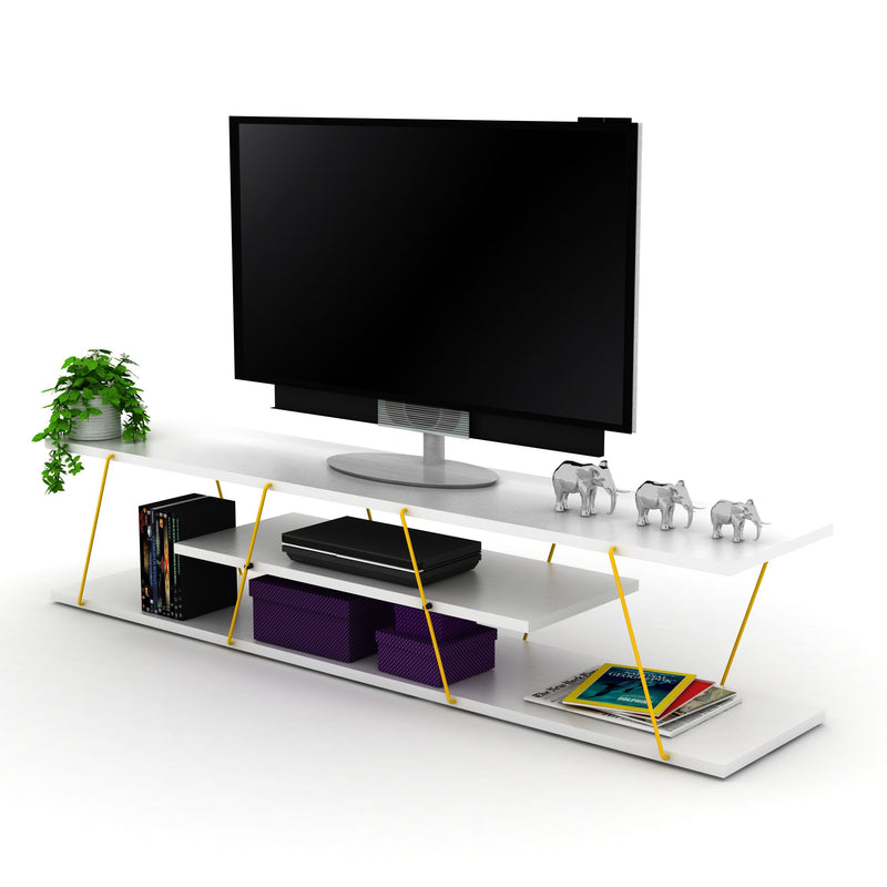 Tars Tv Stand in White-Chrome - 720-TAR-TV-RF160100