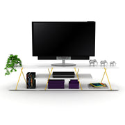 Tars Tv Stand in White-Chrome - 720-TAR-TV-RF160100