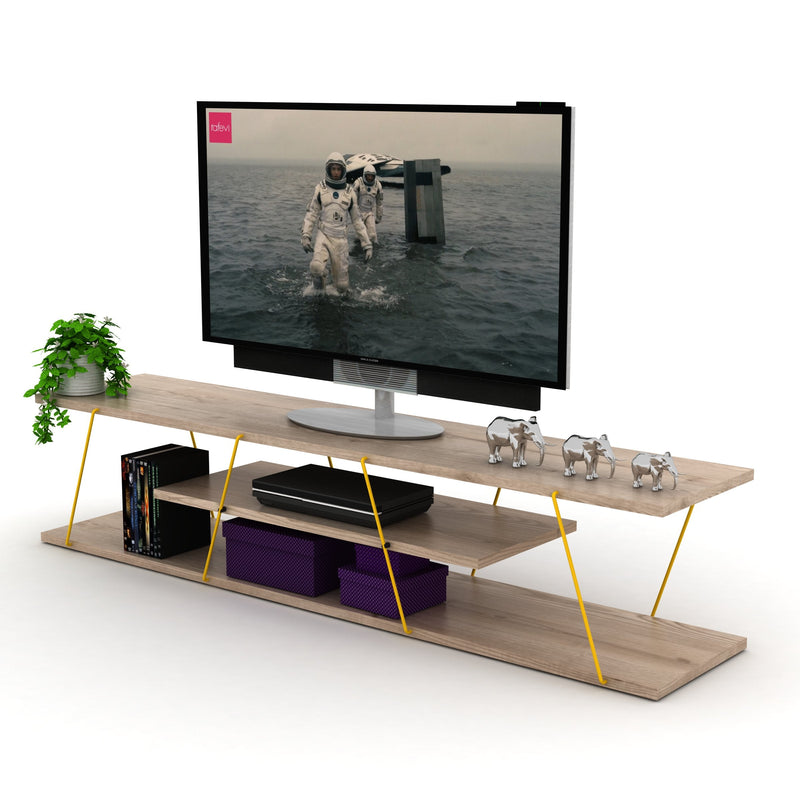 Tars Tv Stand in White-Chrome - 720-TAR-TV-RF160100