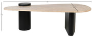 Taverna Travertine Top And Oak Wood Base Coffee Table in Black - 99006Black-CT