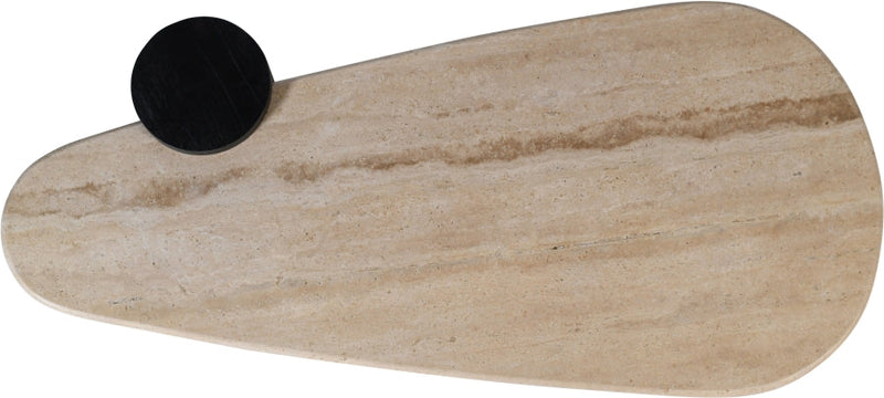Taverna Travertine Top And Oak Wood Base Coffee Table in Black - 99006Black-CT