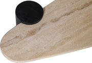 Taverna Travertine Top And Oak Wood Base Coffee Table in Black - 99006Black-CT