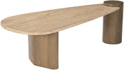 Taverna Travertine Top And Oak Wood Base Coffee Table in Brown - 99006Brown-CT