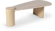 Taverna Travertine Top And Oak Wood Base Coffee Table in Natural - 99006Natural-CT