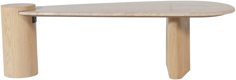 Taverna Travertine Top And Oak Wood Base Coffee Table in Natural - 99006Natural-CT