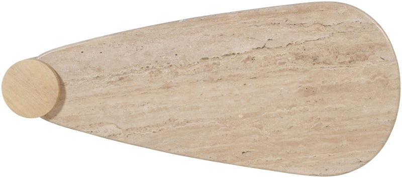 Taverna Travertine Top And Oak Wood Base Coffee Table in Natural - 99006Natural-CT