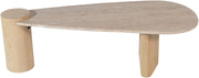 Taverna Travertine Top And Oak Wood Base Coffee Table in Natural - 99006Natural-CT