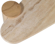 Taverna Travertine Top And Oak Wood Base Coffee Table in Natural - 99006Natural-CT