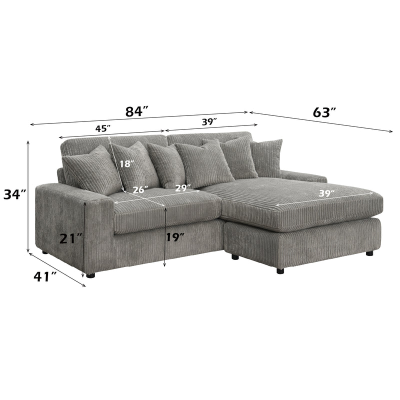 Tavia Reversible Sectional Sofa W/6 Pillows - LV01882