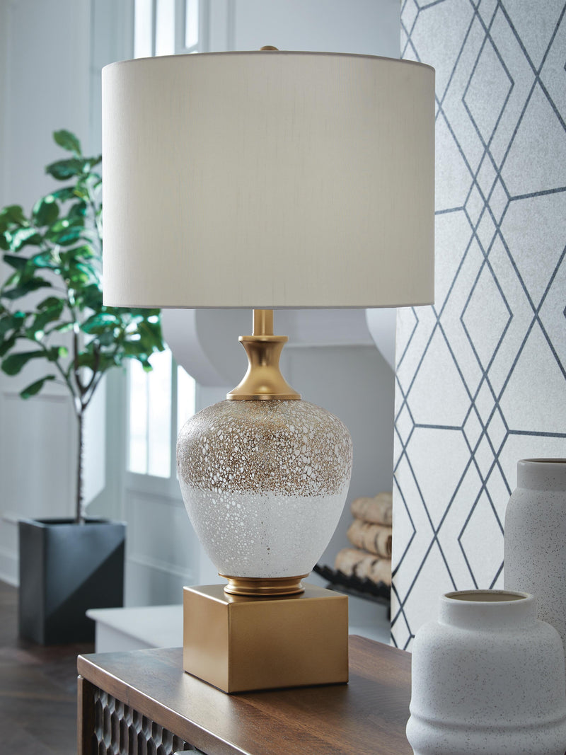 Tavisburg Brown/White/Gold Table Lamp - L430894