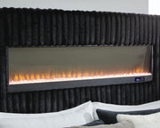 Tayleena Black King Upholstered Bed with Fireplace and Wireless Audio - PCB620B2