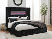 Tayleena Black King Upholstered Bed with Fireplace and Wireless Audio - PCB620B2