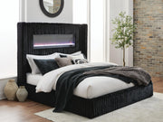 Tayleena Black King Upholstered Bed with Fireplace and Wireless Audio - PCB620B2