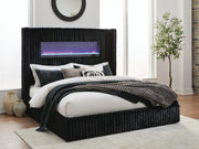 Tayleena Black King Upholstered Bed with Fireplace and Wireless Audio - PCB620B2