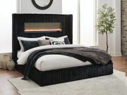 Tayleena Black Queen Upholstered Bed with Fireplace and Wireless Audio - PCB620B1