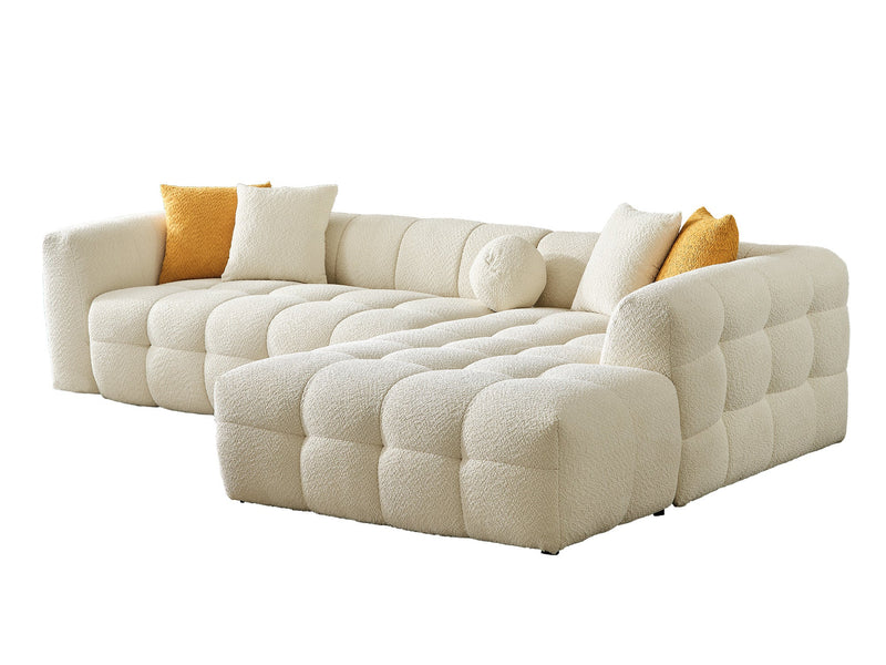 Teddy Sectional Sofa Cream in Cream - 105-TED-IST01-3L