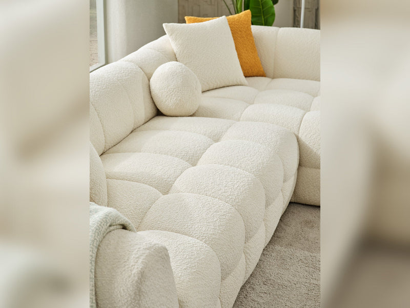 Teddy Sectional Sofa Cream in Cream - 105-TED-IST01-3L