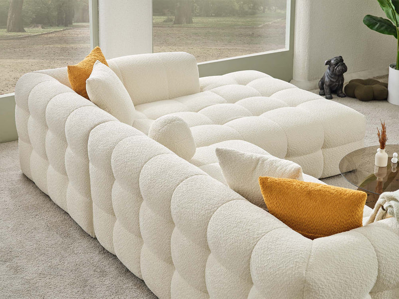 Teddy Sectional Sofa Cream in Cream - 105-TED-IST01-3L