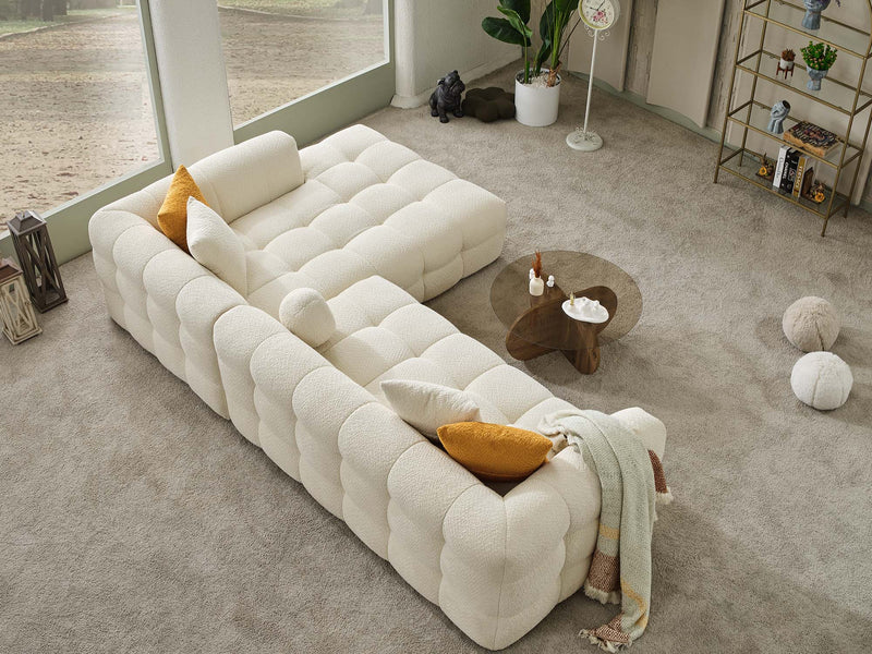 Teddy Sectional Sofa Cream in Cream - 105-TED-IST01-3L