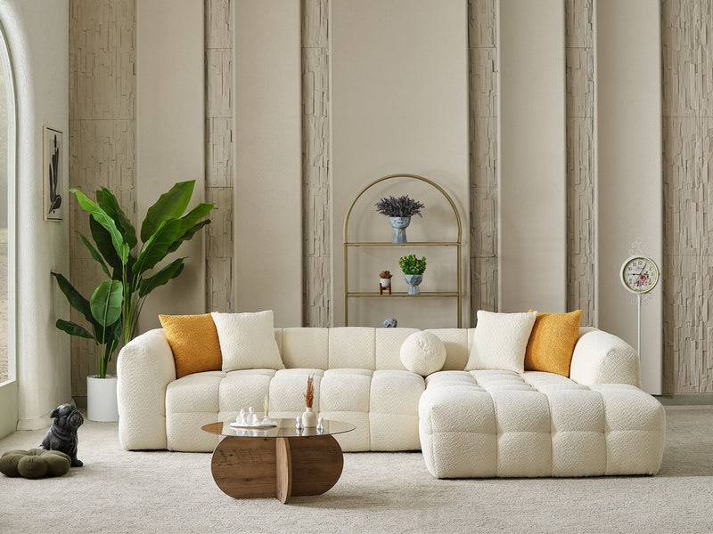 Teddy Sectional Sofa Cream in Cream - 105-TED-IST01-3L