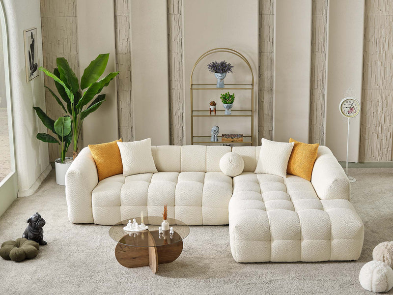 Teddy Sectional Sofa Cream in Cream - 105-TED-IST01-3L