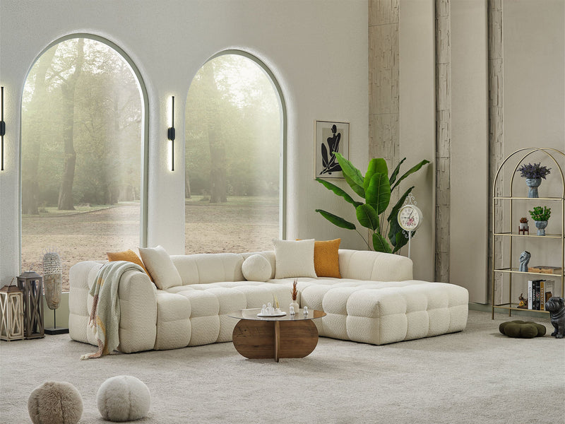 Teddy Sectional Sofa Cream in Cream - 105-TED-IST01-3L