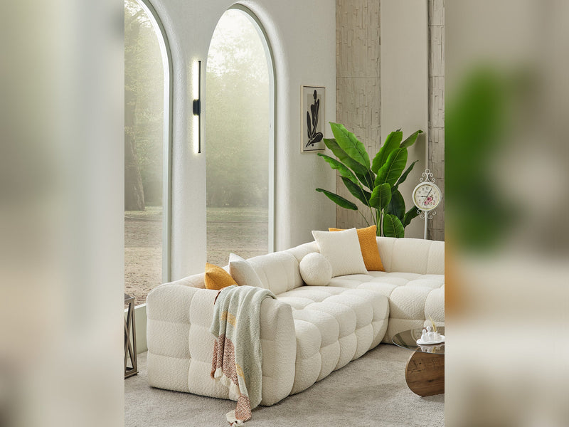 Teddy Sectional Sofa Cream in Cream - 105-TED-IST01-3L