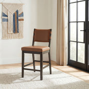 Tegan Faux Leather Upholstered Counter Height Chair Cognac (Set of 2) - 107079