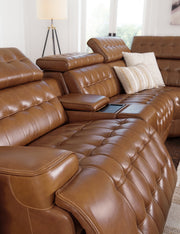 Temmpton 6 - Piece Sectional with Ottoman in Chocolate - Gate FurniturePower Reclining Sectional