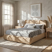 Tempo Velvet Upholstered King Bed in Beige - TempoBeige-K