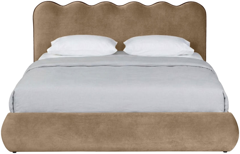 Tempo Velvet Upholstered King Bed in Beige - TempoBeige-K