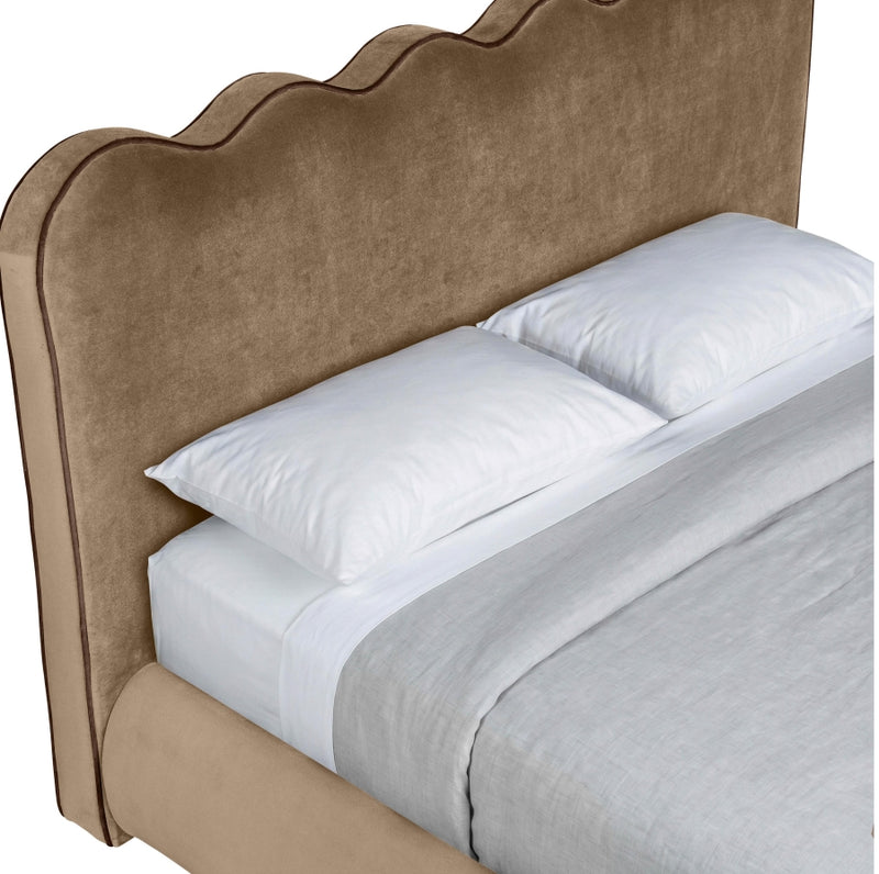 Tempo Velvet Upholstered King Bed in Beige - TempoBeige-K